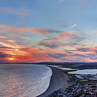 Buy canvas prints of Portland heights sunset chesil beach by Duncan Savidge