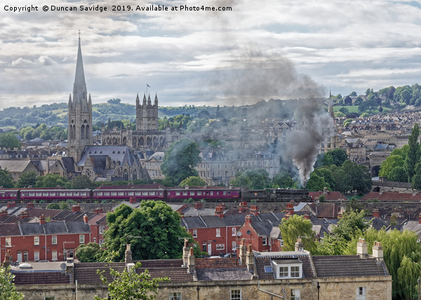 Black 5 steam train makes dramatic exit from Bath  Picture Board by Duncan Savidge