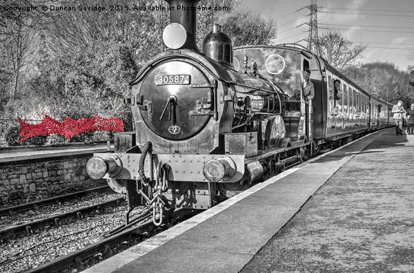 black and white steam train colour splash Picture Board by Duncan Savidge