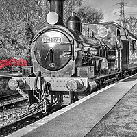 Buy canvas prints of black and white steam train colour splash by Duncan Savidge