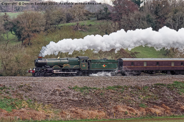 Clun Castle steam train Winter steam near Bath Picture Board by Duncan Savidge