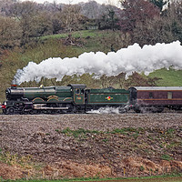 Buy canvas prints of Clun Castle steam train Winter steam near Bath by Duncan Savidge