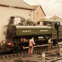 Buy canvas prints of 7752 pannier tank engine at Minehead in antique  by Duncan Savidge