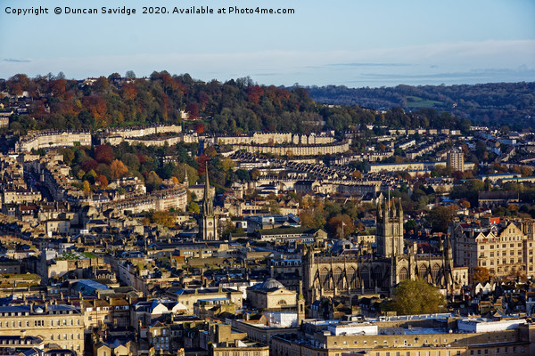 Bath city skyline with Bath Abbey and Autumn  Picture Board by Duncan Savidge