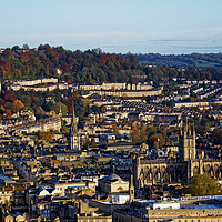 Buy canvas prints of Bath city skyline with Bath Abbey and Autumn  by Duncan Savidge