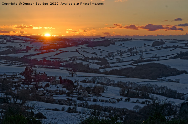 Englishcombe near Bath snowfields at sunset Picture Board by Duncan Savidge
