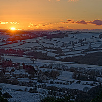 Buy canvas prints of Englishcombe near Bath snowfields at sunset by Duncan Savidge