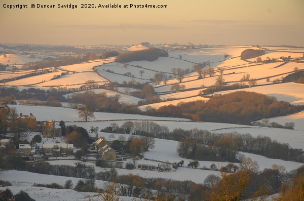 Snow fields over Bath first light Picture Board by Duncan Savidge