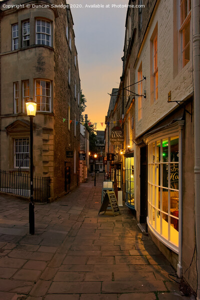 North Parade Passage Bath at dusk Sunset (Sally Lu Picture Board by Duncan Savidge