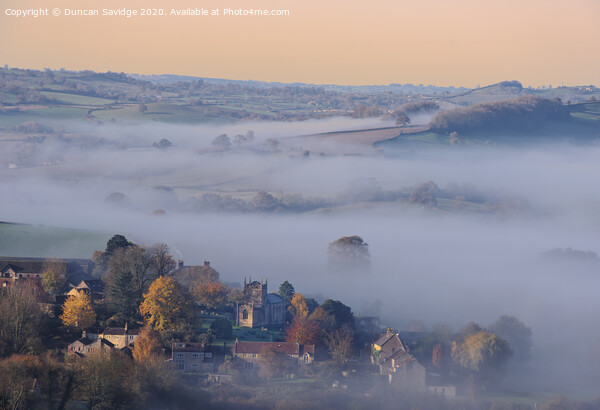 Autumnal mist of Englishcombe Village near Bath Picture Board by Duncan Savidge