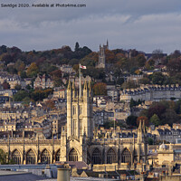 Buy canvas prints of Bath Abbey Autumn backdrop       by Duncan Savidge