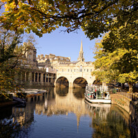 Buy canvas prints of Sunny Autumn day at Pulteney Weir Bath by Duncan Savidge