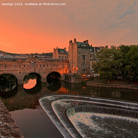 Buy canvas prints of Sunset at Pulteney weir Bath by Duncan Savidge