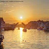 Buy canvas prints of Weymouth town bridge sunset by Duncan Savidge