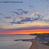 Buy canvas prints of West Bay Sunset panoramic by Duncan Savidge