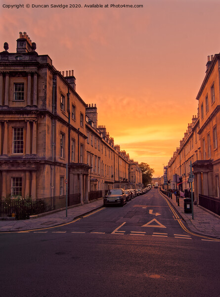 Queen Square / Brock Street sunset Bath Picture Board by Duncan Savidge