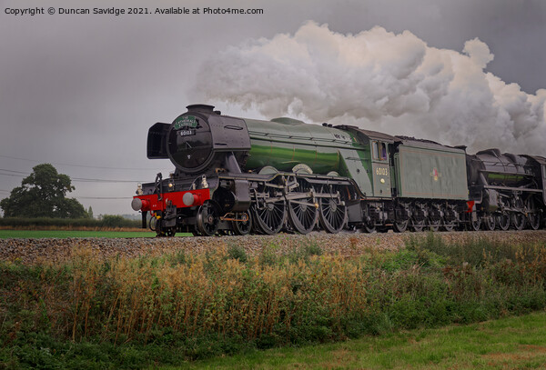Flying Scotsman steam train with black 5 moody clo Picture Board by Duncan Savidge