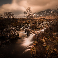 Buy canvas prints of Glen Etive in cloud at the base of the stream by Warren Evans