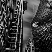 Buy canvas prints of Lloyd's of London and The Gherkin by Adrian Rowley