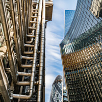 Buy canvas prints of Lloyd's of London and The Gherkin by Adrian Rowley