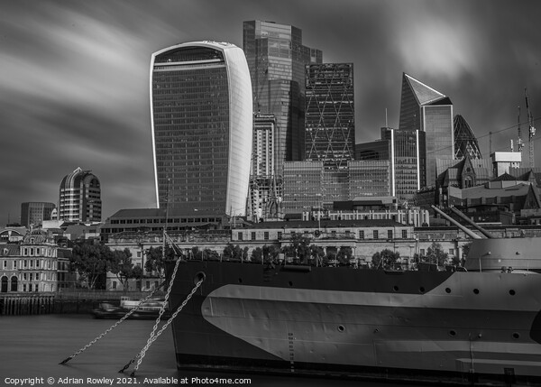 HMS Belfast guarding The City of London Picture Board by Adrian Rowley