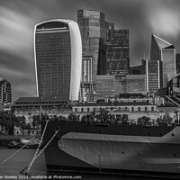 Buy canvas prints of HMS Belfast guarding The City of London by Adrian Rowley