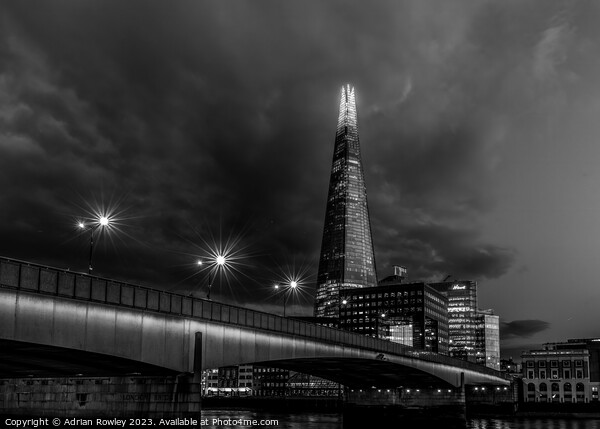 The Shard & London Bridge in monochrome Picture Board by Adrian Rowley