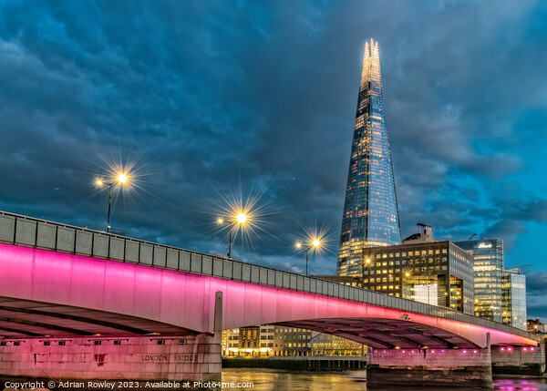 The Shard & London Bridge at blue hour Picture Board by Adrian Rowley