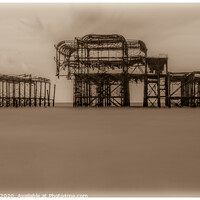 Buy canvas prints of West Pier, Brighton in Sepia by Adrian Rowley