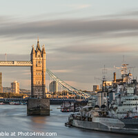 Buy canvas prints of Tower Bridge & HMS Belfast by Adrian Rowley
