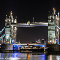 Buy canvas prints of Tower Bridge at Night - London, United Kingdom.  by Adrian Rowley