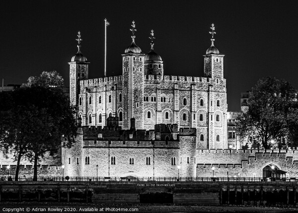 The Tower in Monochrome Picture Board by Adrian Rowley