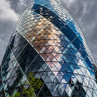 Buy canvas prints of Reflections in The Gherkin by Adrian Rowley