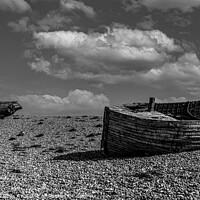 Buy canvas prints of Abandoned fishing boats at Dungeness in Kent. by Adrian Rowley