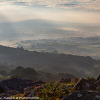Buy canvas prints of Lynher valley with Kit Hill in the misty morning light by Jim Peters