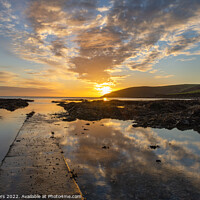 Buy canvas prints of Setting sun in Looe Cornwall by Jim Peters