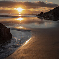 Buy canvas prints of Sunrise over Tregantle beach Whitsand bay  by Jim Peters