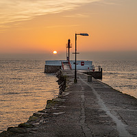 Buy canvas prints of Sunrise over the Banjo Pier Looe Cornwall by Jim Peters