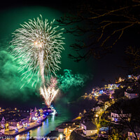 Buy canvas prints of Dark green fireworks of Looe Cornwall by Jim Peters