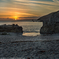 Buy canvas prints of Portwrinkle Harbour under the setting Sun by Jim Peters