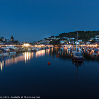 Buy canvas prints of Looe Harbour at Night by Jim Peters
