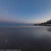 Buy canvas prints of Moonlight reflections on Looe Beach Cornwall by Jim Peters