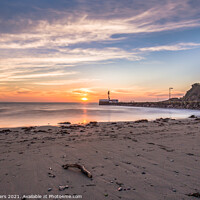 Buy canvas prints of Sunrise at Looe Beach Cornwall by Jim Peters