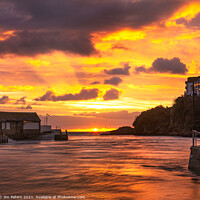 Buy canvas prints of Sunrise in Looe Harbour Cornwall by Jim Peters