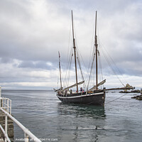Buy canvas prints of Old sailing vessel the Greyhound entering Looe by Jim Peters
