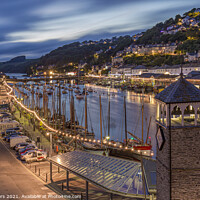 Buy canvas prints of Nighttime in Looe Harbour on the lugger regatta weekend Cornwall by Jim Peters