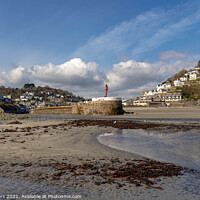 Buy canvas prints of Low spring tide at the banjo pier Looe Cornwall by Jim Peters