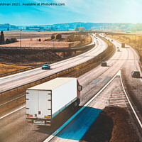 Buy canvas prints of Freeway Traffic with Semi Trailer Truck by Taina Sohlman