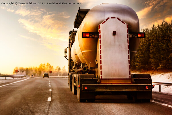 Tank Truck on Winter Freeway Picture Board by Taina Sohlman