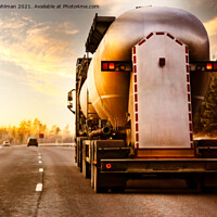 Buy canvas prints of Tank Truck on Winter Freeway by Taina Sohlman